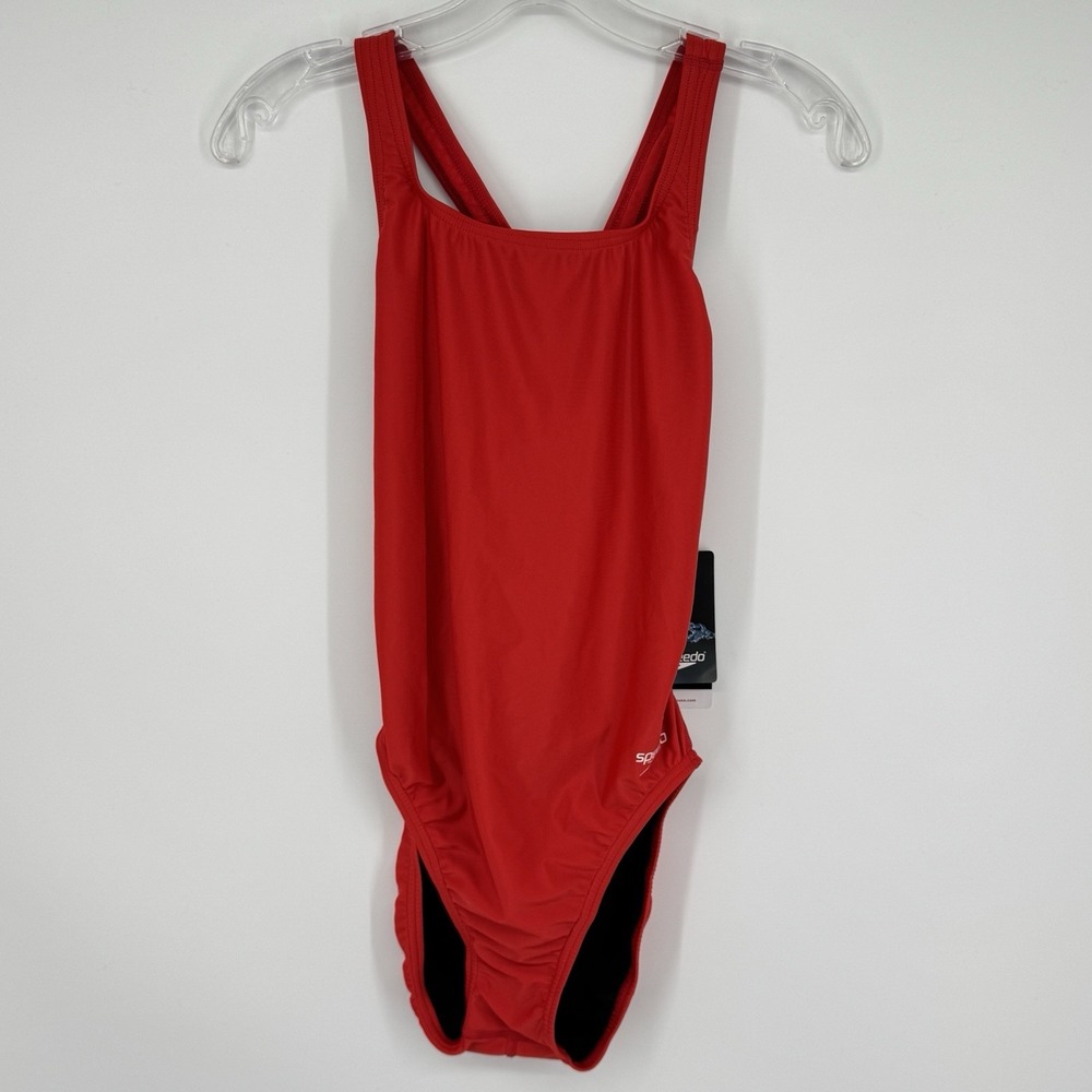 NWT Speedo Pro LT One Piece Swimsuit Red Team Size 12/38 Racing Training Swim